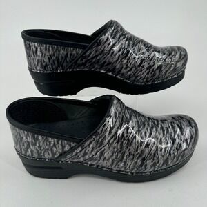 Dansko Clogs Black Gray Round Toe Slip On WOMENS Mules Shoes SIZE 7.5-8 EUR 38